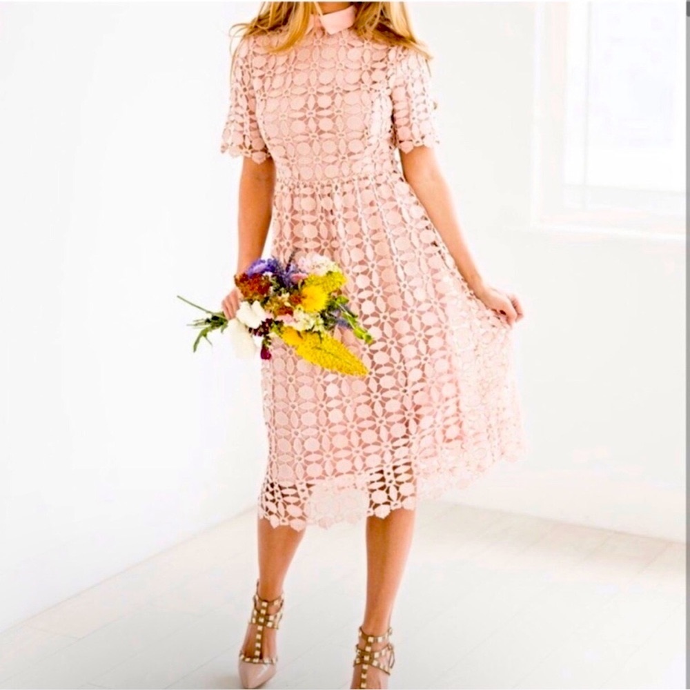 Jessakae pink lace crochet midi dress🌸💖💕